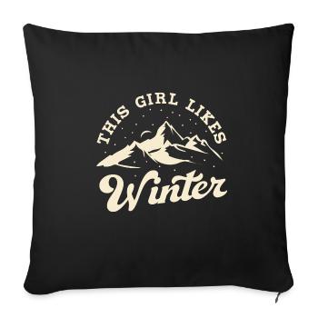 Une fille aime le thé douillet des jours d'hiver - Housse de coussin décorative 45 x 45 cm - noir - Devant
