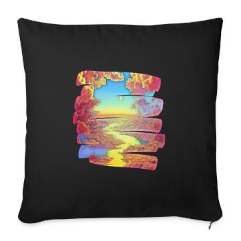 Brushstroke Dreamland with River | Gift - Sofa pillowcase 17,3'' x 17,3'' (45 x 45 cm) - black - Front