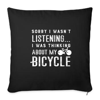 Pensez au cyclisme, loisirs, sports, vélo, nature - Housse de coussin décorative 45 x 45 cm - noir - Devant
