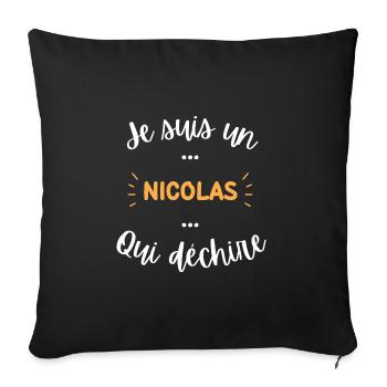 Je suis un nicolas qui déchire - Housse de coussin décorative 45 x 45 cm - noir - Devant