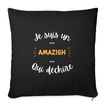 Je suis un amazigh qui déchire - Housse de coussin décorative 45 x 45 cm - noir - Devant