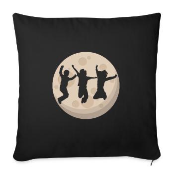 Springende Kinder im Mondlicht - Sofakissenbezug 45 x 45 cm - Schwarz - Vorne