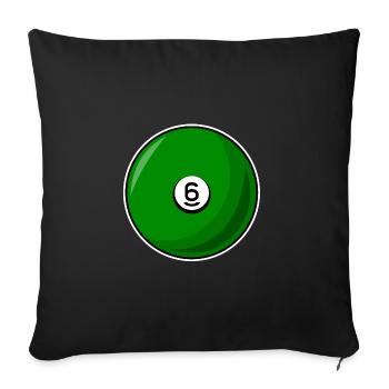 Billiard ball 6 green Billiards six - Sofa pillowcase 17,3'' x 17,3'' (45 x 45 cm) - black - Front
