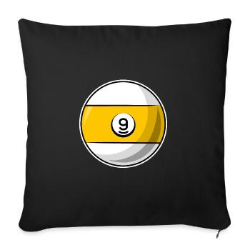 Billardkugel 9 gelbe Billard neun - Sofakissenbezug 45 x 45 cm - Schwarz - Vorne