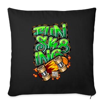 Graffiti "Fun Sk8ing" - Sofakissenbezug 45 x 45 cm - Schwarz - Vorne