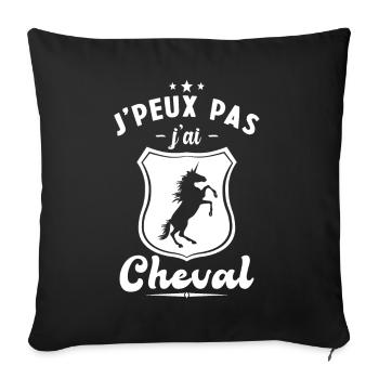 Je peux pas j'ai Cheval, Cheval cadeau - Housse de coussin décorative 45 x 45 cm - noir - Devant