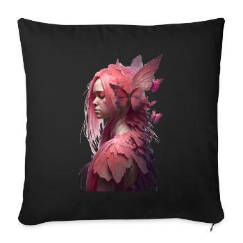 Butterfly Girl Pink Gift - Sofa pillowcase 17,3'' x 17,3'' (45 x 45 cm) - black - Front