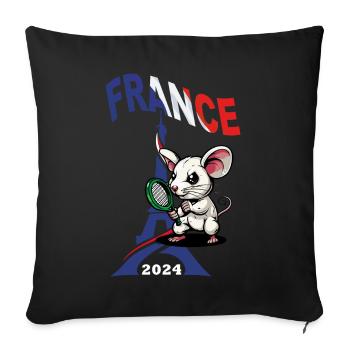 JEUX FRANCE A PARIS EN 2024 - HUMOUR RAT TENNIS - Housse de coussin décorative 45 x 45 cm - noir - Devant