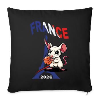 JEUX FRANCE PARIS EN 2024 - HUMOUR RAT BASKETBALL - Housse de coussin décorative 45 x 45 cm - noir - Devant