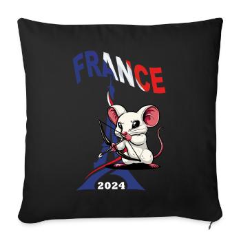 JEUX FRANCE A PARIS EN 2024 - HUMOUR RAT ARC - Housse de coussin décorative 45 x 45 cm - noir - Devant