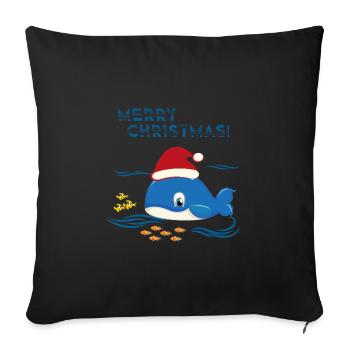 Noël Baleine Mer Océan - Housse de coussin décorative 45 x 45 cm - noir - Devant