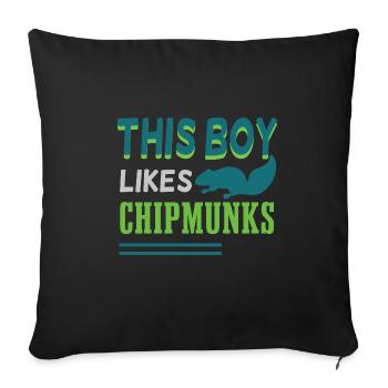 Boy Likes Chipmunks Cute Forest Animal - Sofa pillowcase 17,3'' x 17,3'' (45 x 45 cm) - black - Front