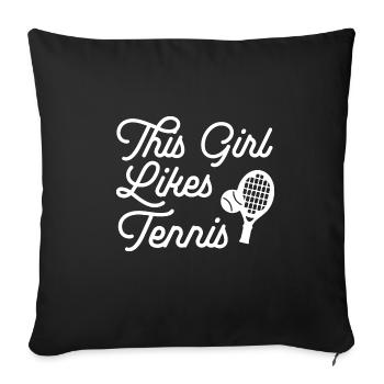 Girl Likes Tennis Playing Ball Sports Hobby - Sofa pillowcase 17,3'' x 17,3'' (45 x 45 cm) - black - Front