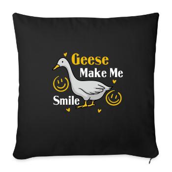 Les oies me font sourire, mignonne oie, oiseau, - Housse de coussin décorative 45 x 45 cm - noir - Devant