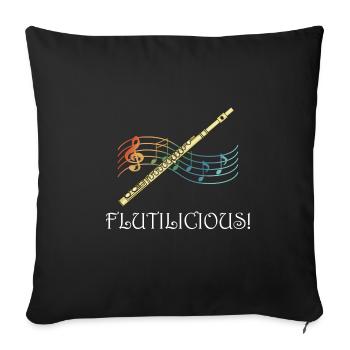 Musicien flûtiste Flutilicious Orchestra Flûte - Housse de coussin décorative 45 x 45 cm - noir - Devant