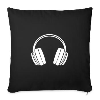 musician gift, headphones, music - Sofa pillowcase 17,3'' x 17,3'' (45 x 45 cm) - black - Front