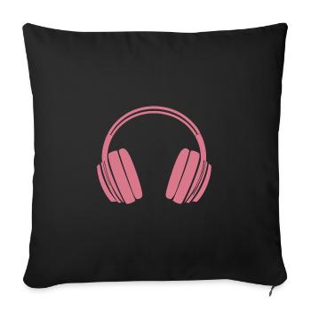 Musikfan, Clubbing, DJ Geschenk, Kopfhörer - Sofakissenbezug 45 x 45 cm - Schwarz - Vorne