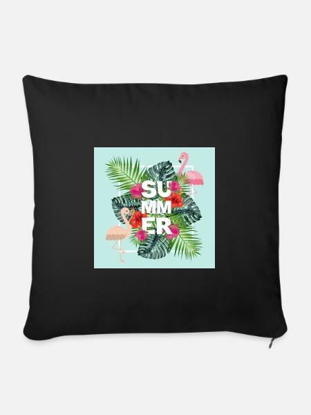Sommer - tropisches Sommerparadies - Sofakissenbezug 45 x 45 cm - Schwarz