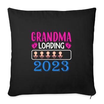 Werdende Oma, Oma loading 2023 Großmutter - Sofakissenbezug 45 x 45 cm - Schwarz - Vorne