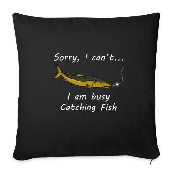 Cathing Fish Fisherman Fly Fishing Hobby - Sofa pillowcase 17,3'' x 17,3'' (45 x 45 cm) - black - Front