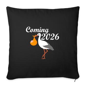 Stork Announcement 2026 Baby Expectation - Sofa pillowcase 17,3'' x 17,3'' (45 x 45 cm) - black - Front