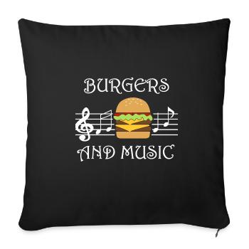 Chef amateur de hamburgers, musicien de musique - Housse de coussin décorative 45 x 45 cm - noir - Devant