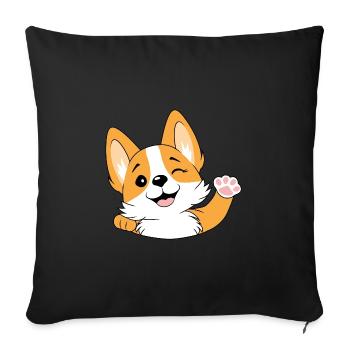 Welcoming corgi - Sofa pillowcase 17,3'' x 17,3'' (45 x 45 cm) - black - Front