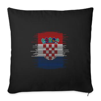 Drapeau de la Croatie Adriatique Zagreb Drapeau croate - Housse de coussin décorative 45 x 45 cm - noir - Devant