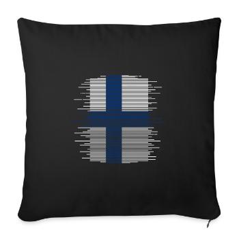 Drapeau de la Finlande Suomi Drapeau finlandais Look utilisé - Housse de coussin décorative 45 x 45 cm - noir - Devant