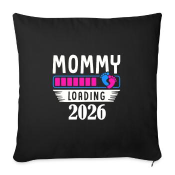 Mommy Loading Annonce de grossesse 2026 - Housse de coussin décorative 45 x 45 cm - noir - Devant