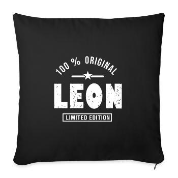 leon original gift presonnalized first name leon - Sofa pillowcase 17,3'' x 17,3'' (45 x 45 cm) - black - Front