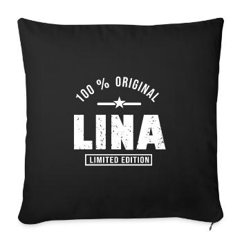 Lina shirt personnalisé prénom Lina - Housse de coussin décorative 45 x 45 cm - noir - Devant