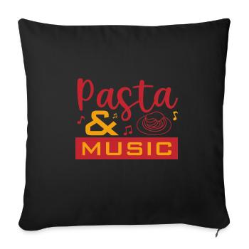 Pâtes et musique Spaghetti Cuisine italienne - Housse de coussin décorative 45 x 45 cm - noir - Devant