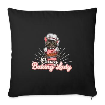 Baker Baking Rolls Sourdough Cat Saying - Sofa pillowcase 17,3'' x 17,3'' (45 x 45 cm) - black - Front