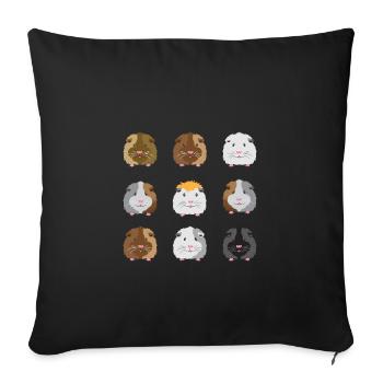 Nine guinea pigs faces - Sofa pillowcase 17,3'' x 17,3'' (45 x 45 cm) - black - Front