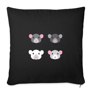 four mice rat faces - Sofa pillowcase 17,3'' x 17,3'' (45 x 45 cm) - black - Front