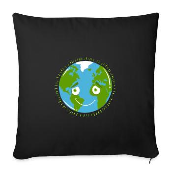 Planète timide TERRE - Housse de coussin décorative 45 x 45 cm - noir - Devant