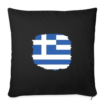 Drapeau de la Grèce Hellas Athènes Drapeau de la Grèce - Housse de coussin décorative 45 x 45 cm - noir - Devant