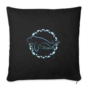 Manatee with baby - Sofa pillowcase 17,3'' x 17,3'' (45 x 45 cm) - black - Front