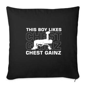 Lustiges Sprichwort: Junge mag Benchpress Gym - Sofakissenbezug 45 x 45 cm - Schwarz - Vorne