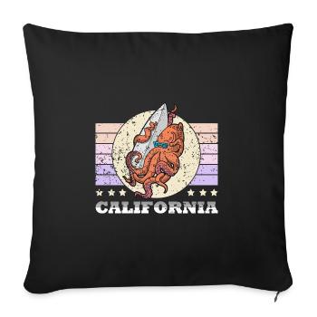 Summer Surfing Board Watersports Octopus Holiday - Sofa pillowcase 17,3'' x 17,3'' (45 x 45 cm) - black - Front