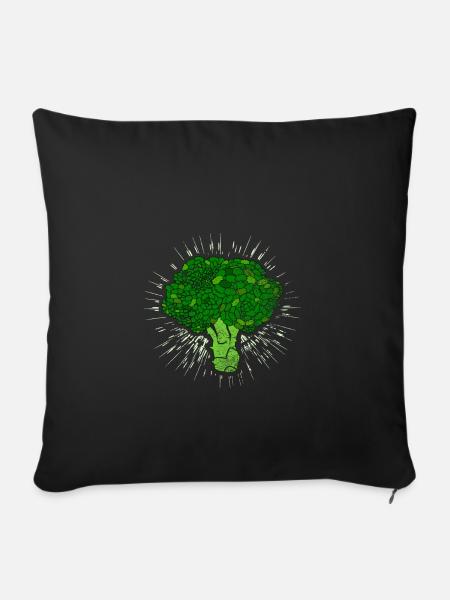 Broccoli Brokkoli Gemüse - Sofakissenbezug 45 x 45 cm - Schwarz