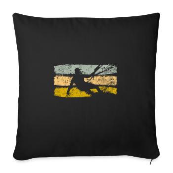 Retro Kiteboard Geschenk - Sofakissenbezug 45 x 45 cm - Schwarz - Vorne