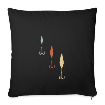 Fishing fish hook - Sofa pillowcase 17,3'' x 17,3'' (45 x 45 cm) - black - Front