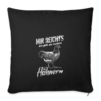 Huhn Hühnerstall Vorwerkhühner - Sofakissenbezug 45 x 45 cm - Schwarz - Vorne