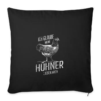 Hühner Flüsterer Hühnerbauer Geflügel - Sofakissenbezug 45 x 45 cm - Schwarz - Vorne