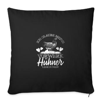 Vorwerkhühner Geflügel Hühnerbauer - Sofakissenbezug 45 x 45 cm - Schwarz - Vorne
