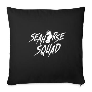 Hippocampe Squad Citation drôle d'animal de mer - Housse de coussin décorative 45 x 45 cm - noir - Devant