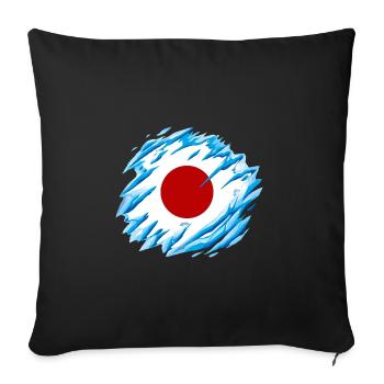 Drapeau du Japon utilisé Look Nihon drapeau japonais - Housse de coussin décorative 45 x 45 cm - noir - Devant