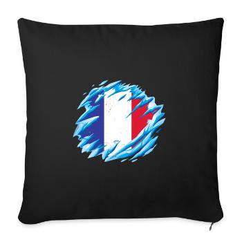 Drapeau de la France Look en détresse Drapeau français - Housse de coussin décorative 45 x 45 cm - noir - Devant